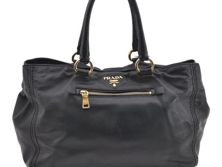 Authentic PRADA Vintage Leather 2Way Shoulder Tote Bag Black 1654E Fashion