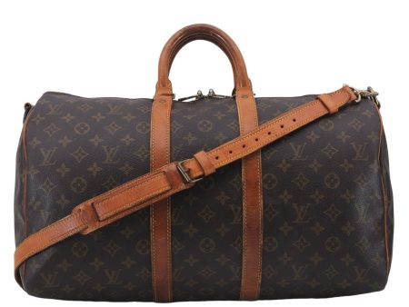 Auth Louis Vuitton Monogram Keepall Bandouliere 45 Boston Bag M41418 LV 9436D Fashion