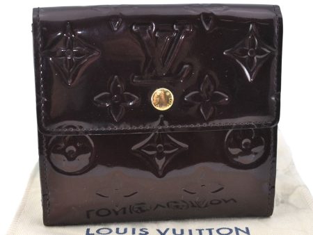 Louis Vuitton Vernis Porte Monnaie Billets Cartes Credit Wallet Wine Red J2083 Sale