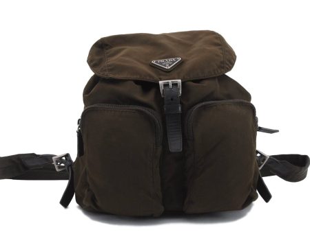 Authentic PRADA Nylon Leather Backpack Green Khaki 8939C Online Sale