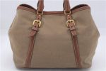 Authentic PRADA Logo Jacquard Canvas Leather 2Way Shoulder Hand Bag Brown 5558D Discount