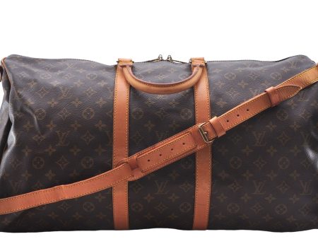 Auth Louis Vuitton Monogram Keepall Bandouliere 55 Boston Bag M41414 LV 1354E on Sale