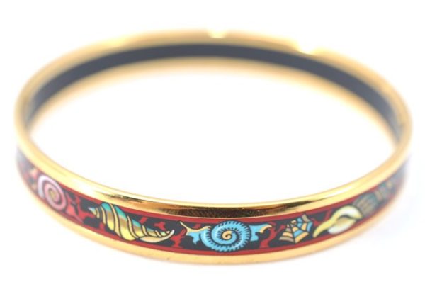 Authentic HERMES Email PM Bangle Shell Motif Gold Red  J0789 Sale