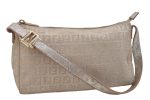 Authentic FENDI Zucchino Shoulder Bag Purse Canvas Leather Silver Beige 1405E For Cheap