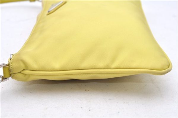 Authentic PRADA Nylon Tessuto Leather Shoulder Hand Bag Pouch Purse Yellow 6636E Fashion