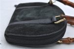 Authentic GUCCI Bamboo 2way Hand Shoulder Pouch Purse Suede Leather Black 9298D Online now