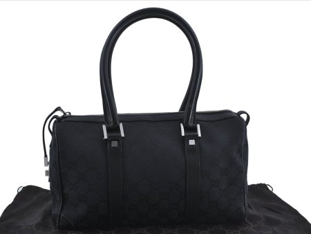 Authentic GUCCI Boston Hand Bag Purse GG Canvas Leather 30458 Black J4234 Sale