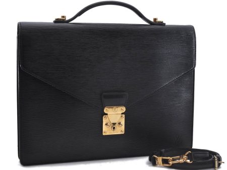 Auth Louis Vuitton Epi Porte Documents Bandouliere Briefcase M54462 Black 4776D Cheap