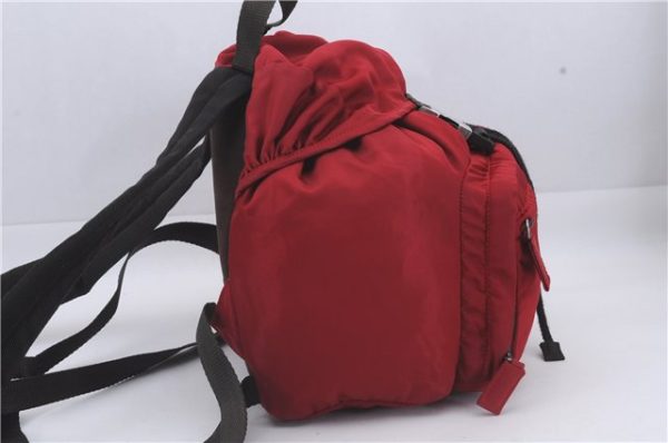 Authentic PRADA Nylon Leather Backpack Red 3710D For Discount