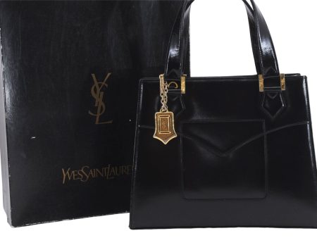 Authentic YVES SAINT LAURENT 2way Shoulder Hand Bag Leather Black Box 8899D Supply