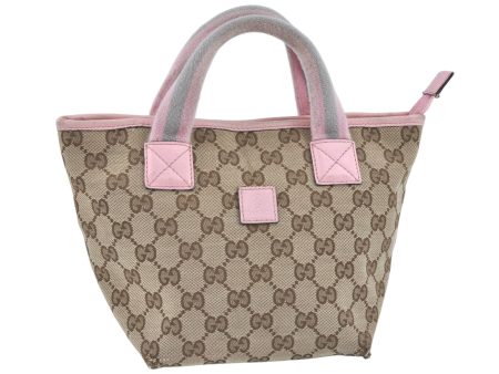 Auth GUCCI Children s Sherry Line GG Canvas Leather Hand Bag 284728 Brown J2117 Online now