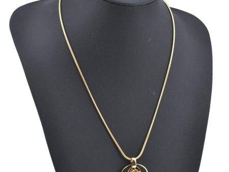 Authentic Christian Dior Gold Tone Chain Pendant Necklace CD J2957 Online