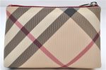 Authentic BURBERRY Vintage Nova Check Pouch Purse PVC Beige 4907E Online Sale