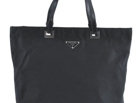 Authentic PRADA Nylon Leather Shoulder Hand Tote Bag Black H6613 For Discount