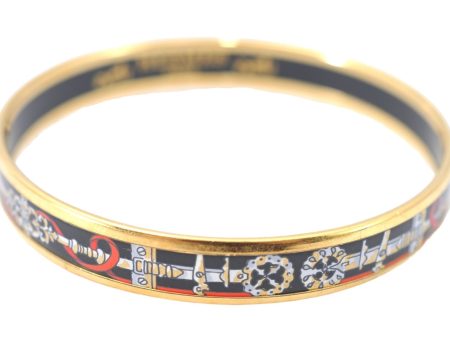 Authentic HERMES Email PM Bangle Weapon Motif Gold Black Red J0855 Online Sale