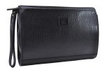 Authentic Burberrys Vintage Leather Clutch Hand Bag Purse Black 9881D Sale