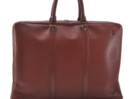 Auth Louis Vuitton Epi Porte Documents Voyage Brown Briefcase M54473 LV 4774D Online Hot Sale