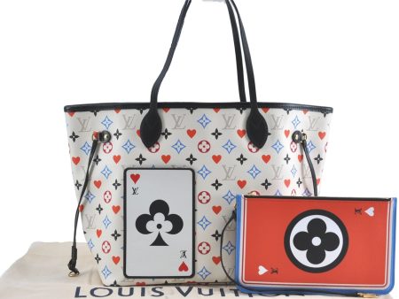 Auth Louis Vuitton Game On Neverfull MM Tote Bag White Black M57462 LV J0817 Online