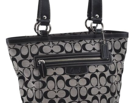 Auth COACH Signature Lunch Penelope Tote Bag Canvas Leather F14693 Gray 6807E For Sale