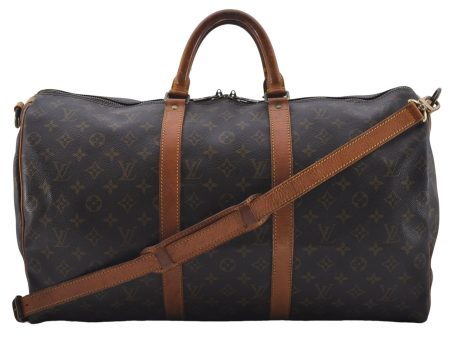 Auth Louis Vuitton Monogram Keepall Bandouliere 50 Boston Bag M41416 LV 5532C Hot on Sale