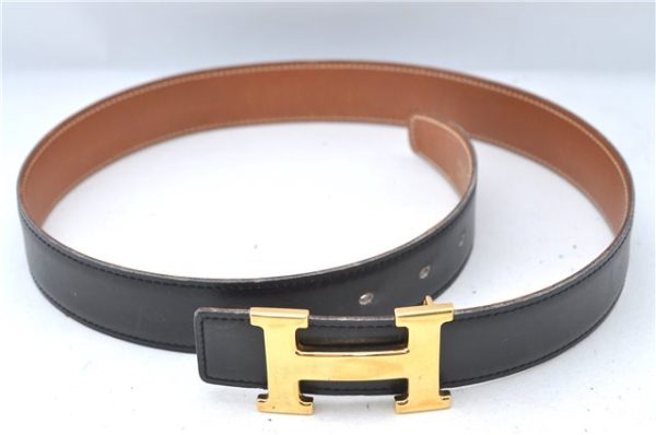 Authentic HERMES Constance Ladies Leather Belt Size 70cm 27.6  Black J1623 Hot on Sale