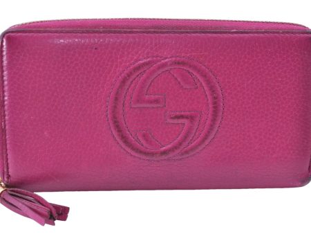 Authentic GUCCI SOHO Long Wallet Purse Tassel Leather 308004 Pink J1732 Fashion