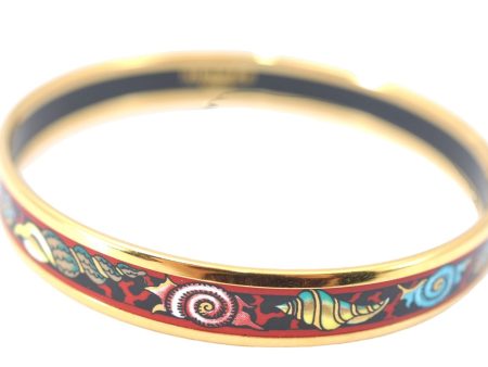 Authentic HERMES Email PM Bangle Shell Motif Gold Red  J0789 Sale