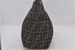 Authentic FENDI Zucca Hand Bag Purse Nylon Leather Brown 1426E Hot on Sale