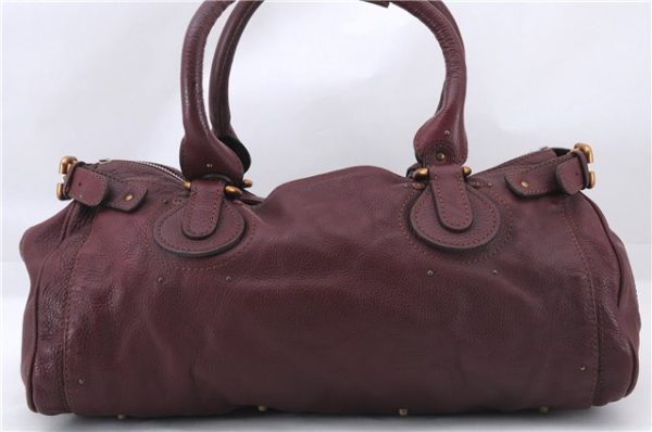 Authentic Chloe Vintage Paddington Leather Shoulder Tote Bag Purple 4808E Supply