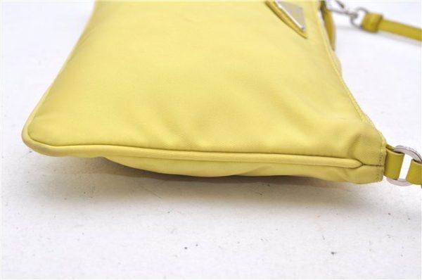 Authentic PRADA Nylon Tessuto Leather Shoulder Hand Bag Pouch Purse Yellow 6636E Fashion