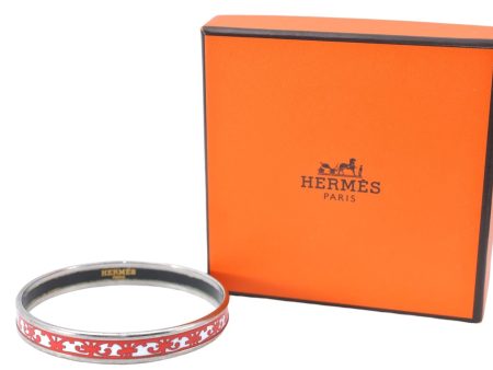 Authentic HERMES Email PM Bangle Gadarkivir Motif Silver Red White Box J0763 Discount