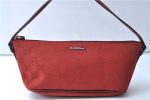 Authentic GUCCI Vintage Hand Bag Pouch Purse GG Canvas Leather 07198 Red 6913E Supply