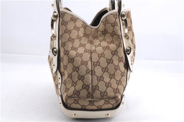 Authentic GUCCI Shoulder Tote Bag GG Canvas Leather 162900 Brown White 2933E For Discount