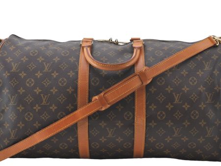 Auth Louis Vuitton Monogram Keepall Bandouliere 55 Boston Bag M41414 LV 4795E For Discount