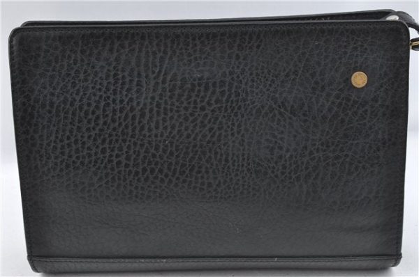 Authentic Burberrys Vintage Clutch Hand Bag Purse Leather Black J3823 Supply