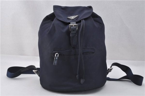 Authentic PRADA Vintage Nylon Tessuto Leather Backpack Navy 1933F Online Hot Sale