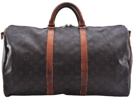 Authentic Louis Vuitton Monogram Keepall Bandouliere 50 M41416 Boston Bag 2945E For Sale