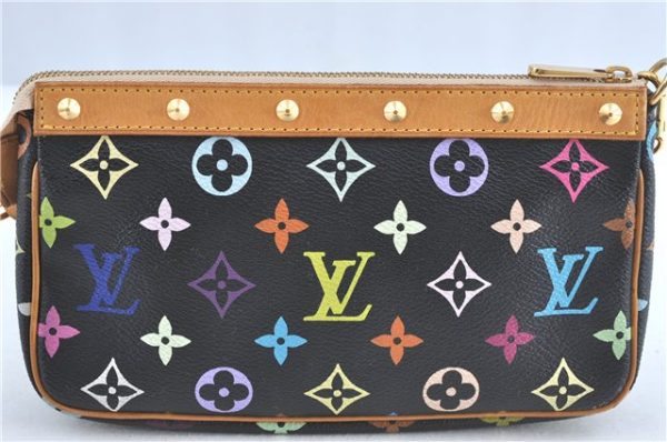 Louis Vuitton Monogram Multicolor Pochette Accessoires Pouch M92648 Black J0867 Fashion