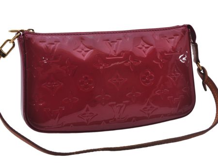 Authentic Louis Vuitton Vernis Pochette Accessoires Pouch Red M91577 LV 5450E For Cheap