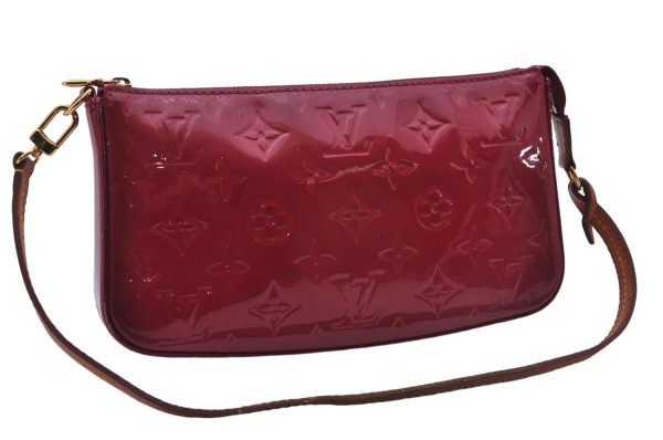 Authentic Louis Vuitton Vernis Pochette Accessoires Pouch Red M91577 LV 5450E For Cheap