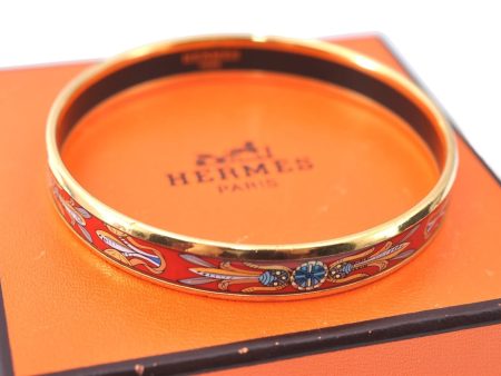 Authentic HERMES Email PM Bangle Bird s Feathers Motif Gold Red Box J1599 Discount