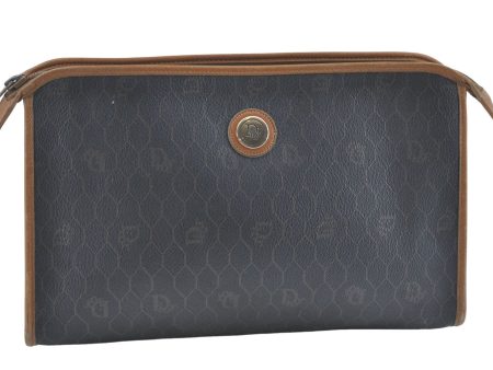 Auth Christian Dior Honeycomb Clutch Hand Bag Purse PVC Leather Black CD J1915 Online