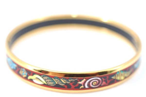 Authentic HERMES Email PM Bangle Shell Motif Gold Red  J0789 Sale