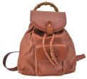 Authentic GUCCI Bamboo Backpack Leather Brown J2137 Hot on Sale