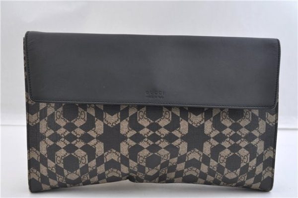 Authentic GUCCI GG Caleido Clutch Hand Bag PVC Leather 406725 Black 2275F on Sale