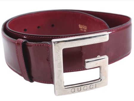 Authentic GUCCI Vintage Enamel Belt Size 70cm 27.6  Bordeaux Red 5759E Fashion