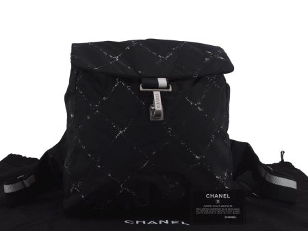 Authentic CHANEL Travel Line Backpack Nylon Black 8436D Discount