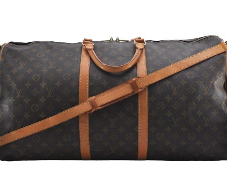 Auth Louis Vuitton Monogram Keepall Bandouliere 60 Boston Bag M41412 LV 1380E Online