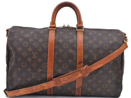 Auth Louis Vuitton Monogram Keepall Bandouliere 45 Boston Bag M41418 LV H8500 Cheap