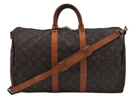 Auth Louis Vuitton Monogram Keepall Bandouliere 45 Boston Bag M41418 LV 9435D Sale